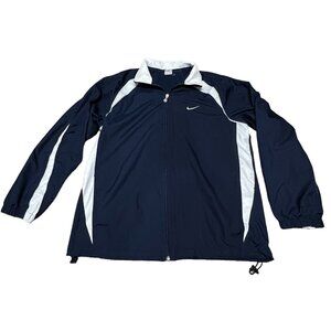 Vintage Windbreaker Lightweight Coat Nike Full Zip Mens Navy Blue Jacket Size XL